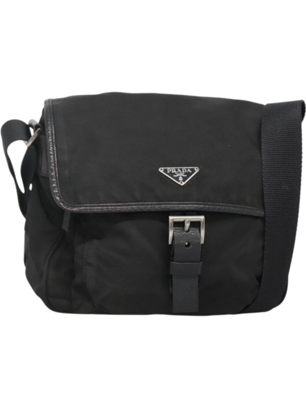 PRADA Shoulder Bag Nylon Black Silver